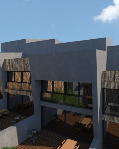 façana trasera amb un pati, residencia els vilars d'Engordany