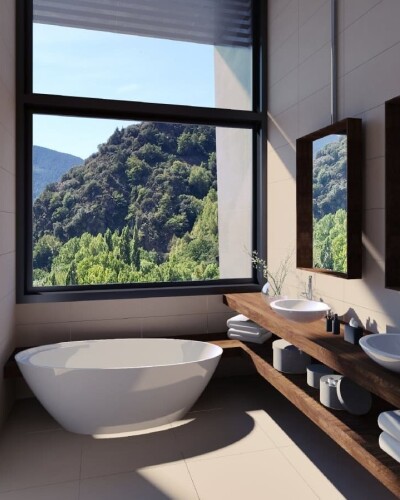 lavabo totalmente equipado con luz natural