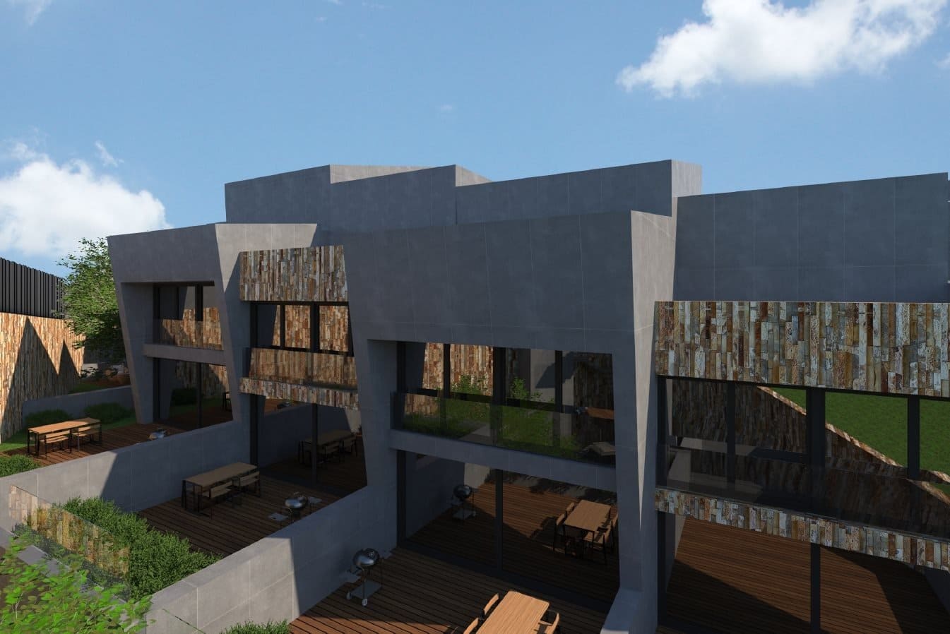 façana trasera amb un pati, residencia els vilars d'Engordany